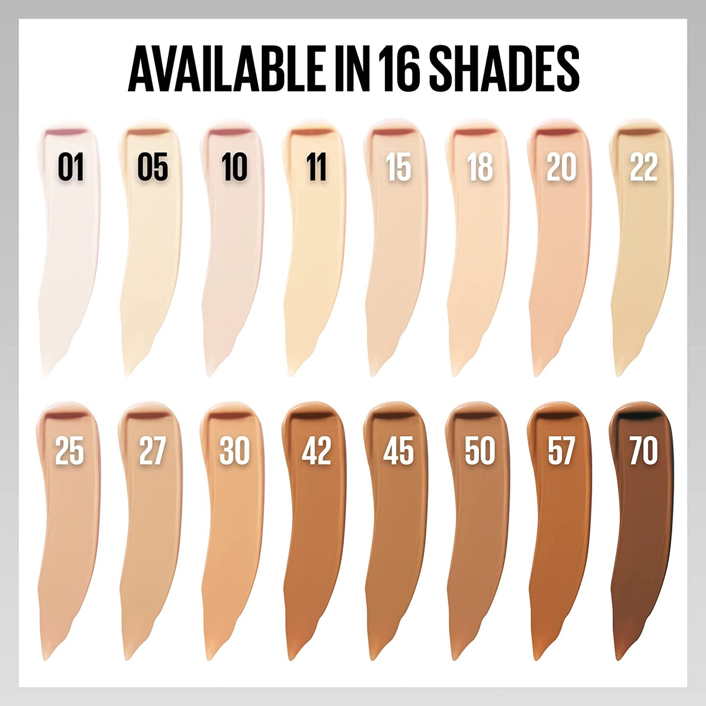 Super Stay Liquid Concealer Makeup, Full Coverage Concealer, up to 30 Hour Wear, Transfer Resistant, Natural Matte Finish, Oil-Free, Available in 16 Shades, 01, 1 Count