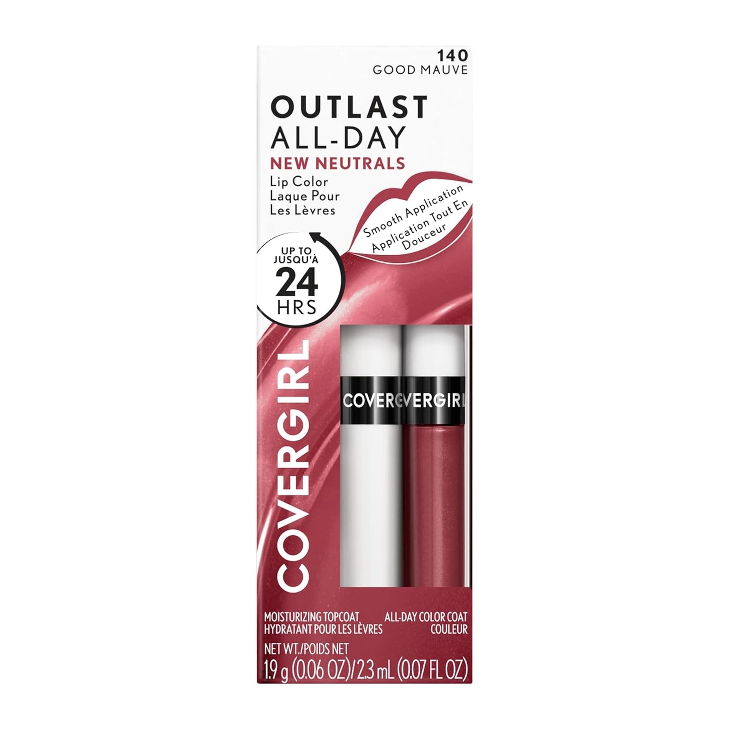 Outlast All-Day Lip Color with Moisturizing Topcoat, New Neutrals Shade Collection, Good Mauve, Pack of 1
