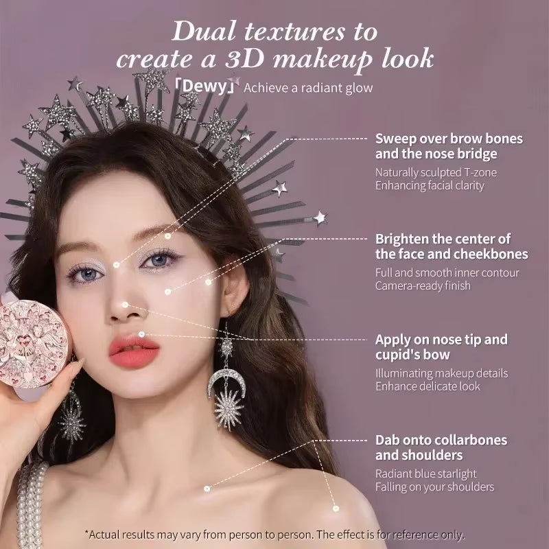 Flower Knows Little Angel Collection Relief Highlight Face Powder Iluminador Makeup Contour Highlighter Palette 8G/0.3Fl.Oz