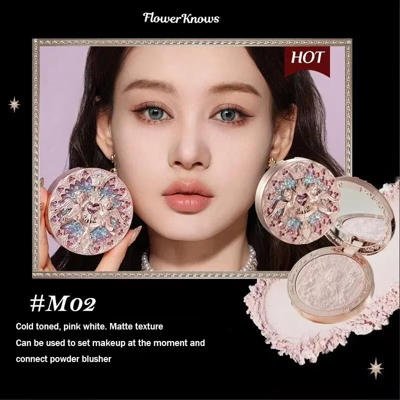 Flower Knows Little Angel Collection Relief Highlight Face Powder Iluminador Makeup Contour Highlighter Palette 8G/0.3Fl.Oz