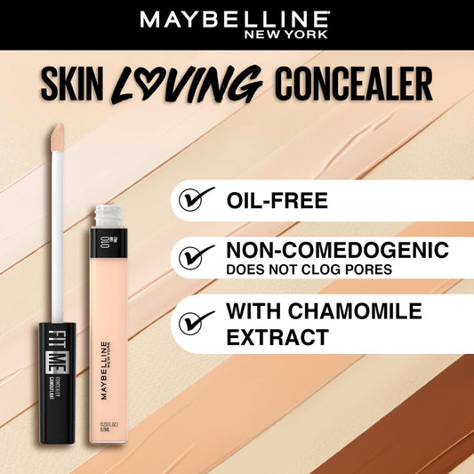 New York Fit Me Liquid Concealer Makeup, Natural Coverage, Lightweight, Conceals, Covers Oil-Free, Light, 1 Count (Packaging May Vary)