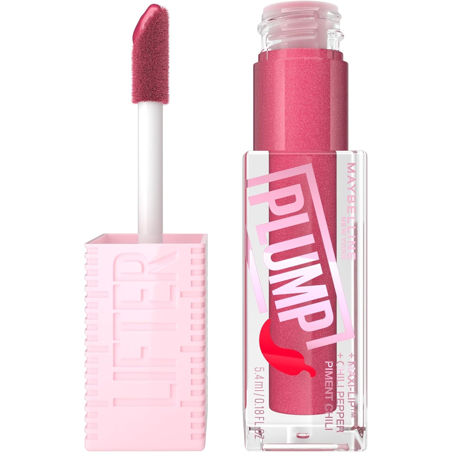 Lifter Gloss Lifter Plump, Plumping Lip Gloss with Chili Pepper and 5% Maxi-Lip, Mauve Bite, Sheer Mauve, 1 Count