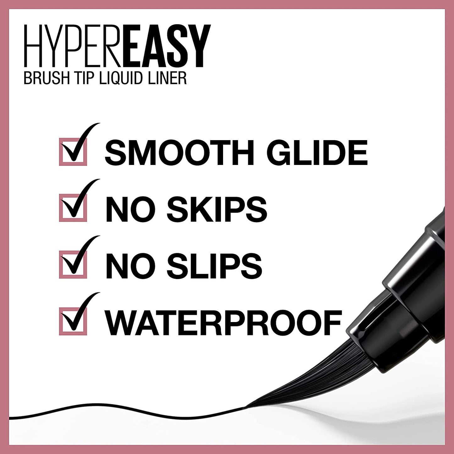 Hyper Easy Liquid Pen No-Skip Eyeliner, Satin Finish, Waterproof Formula, Pitch Black, 0.018 Fl Oz