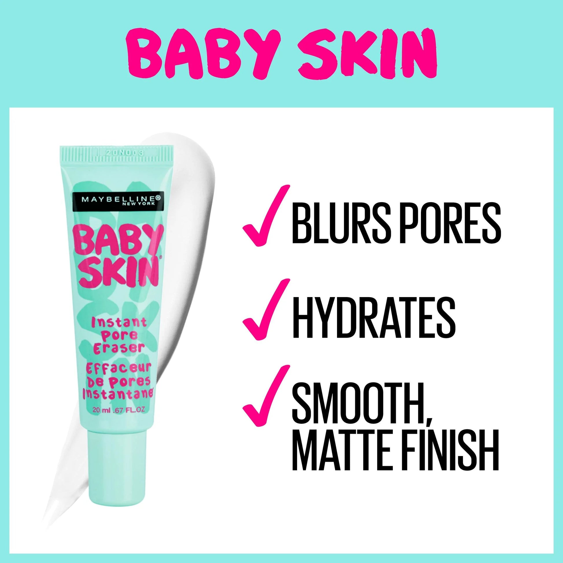 (2 Pack)  Baby Skin Instant Pore Eraser Primer, Clear, 0.67 Fl Oz