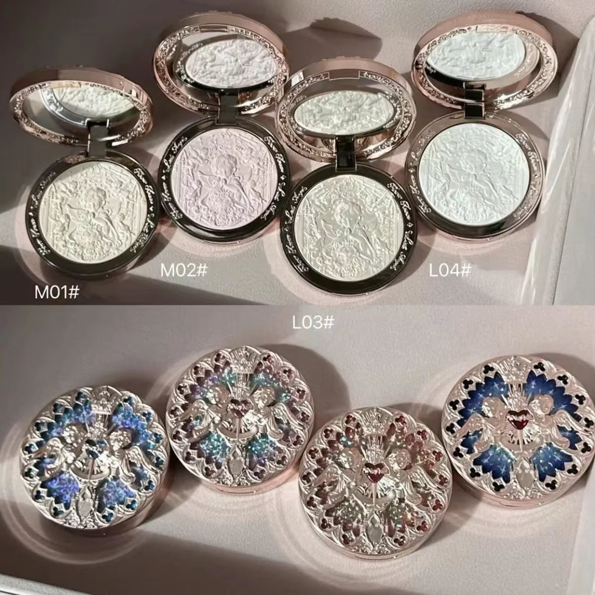 Flower Knows Little Angel Collection Relief Highlight Face Powder Iluminador Makeup Contour Highlighter Palette 8G/0.3Fl.Oz