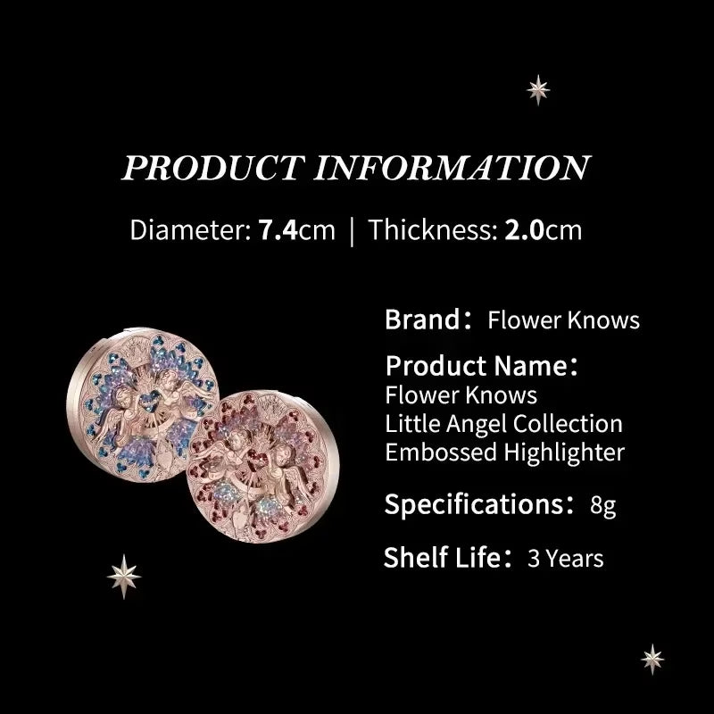 Flower Knows Little Angel Collection Relief Highlight Face Powder Iluminador Makeup Contour Highlighter Palette 8G/0.3Fl.Oz