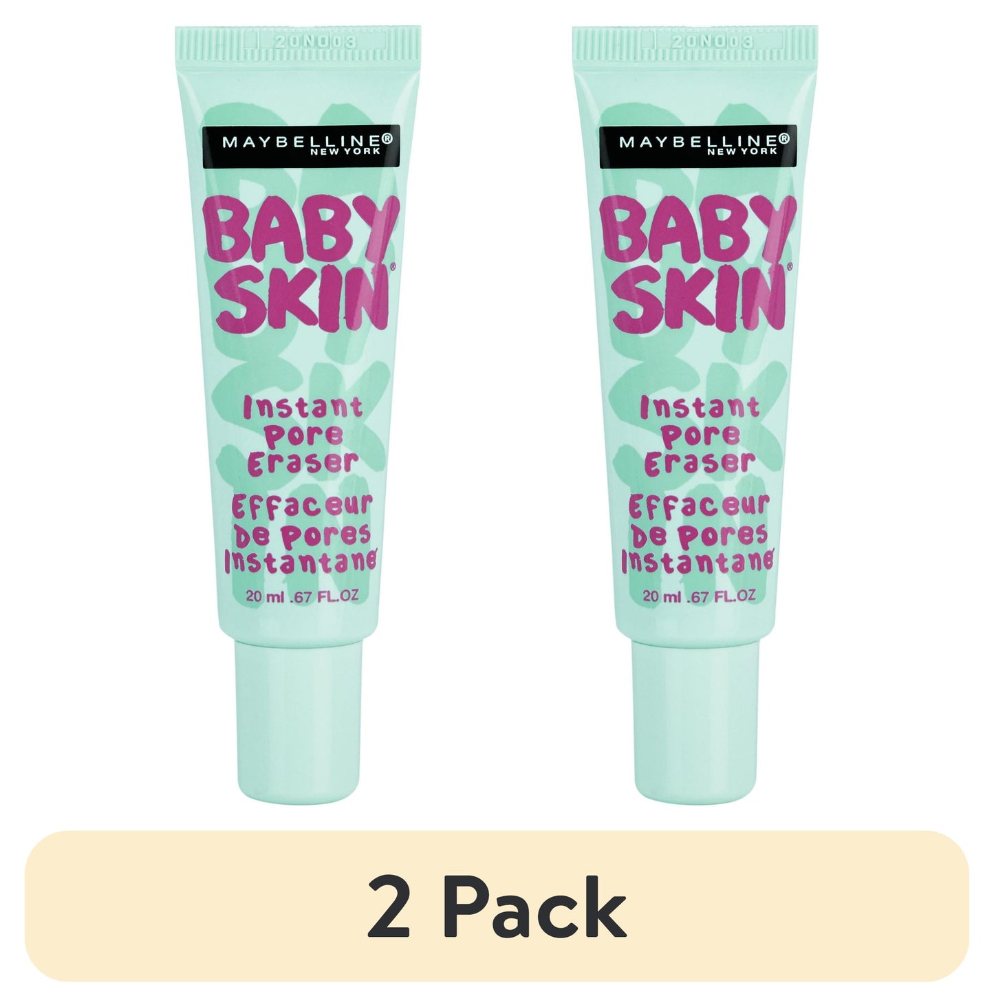 (2 Pack)  Baby Skin Instant Pore Eraser Primer, Clear, 0.67 Fl Oz