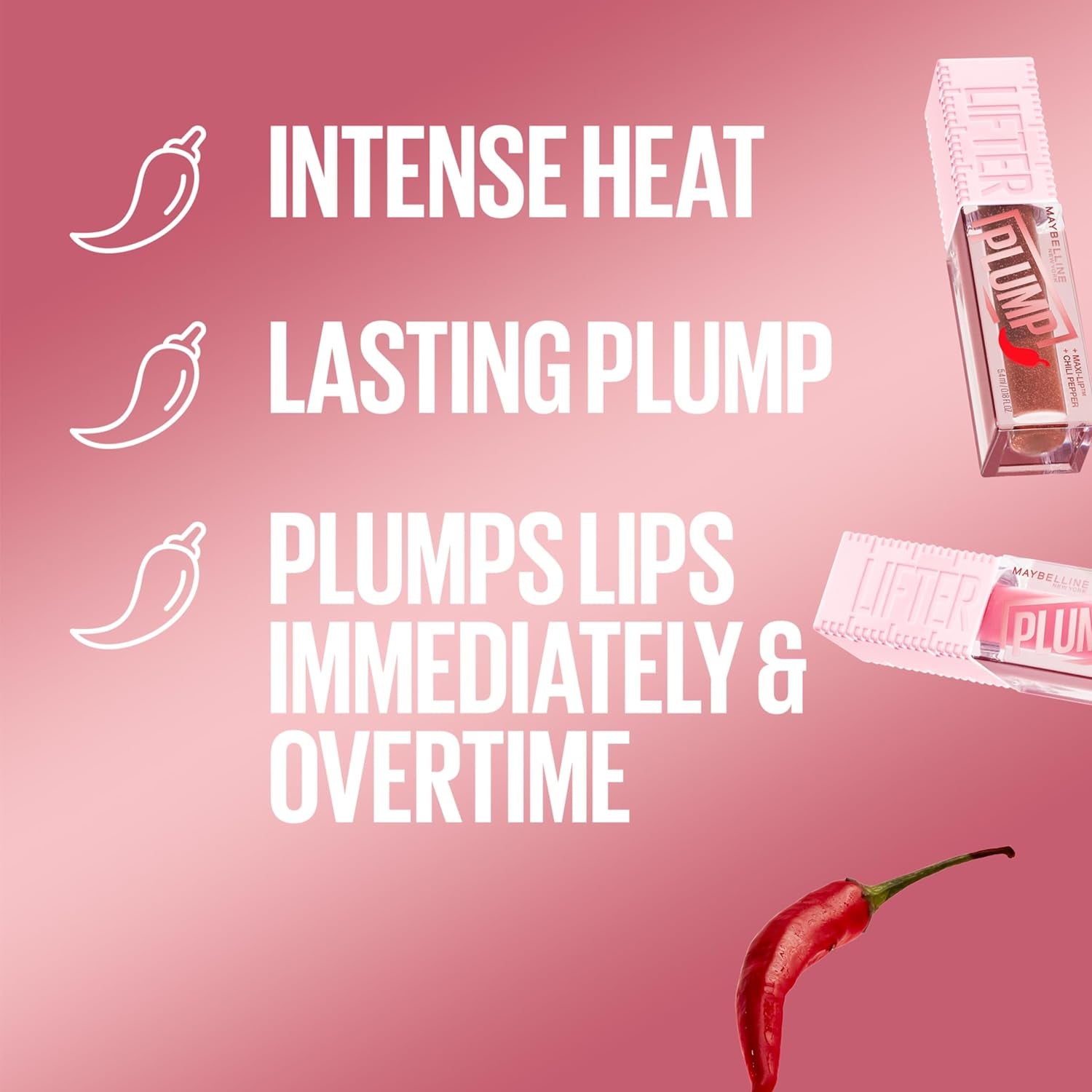 Lifter Gloss Lifter Plump, Plumping Lip Gloss with Chili Pepper and 5% Maxi-Lip, Mauve Bite, Sheer Mauve, 1 Count