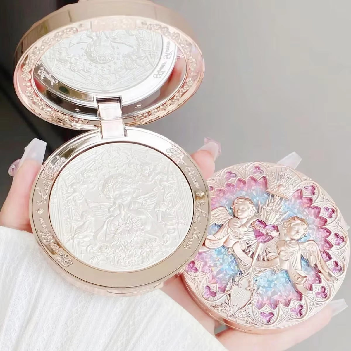 Flower Knows Little Angel Collection Relief Highlight Face Powder Iluminador Makeup Contour Highlighter Palette 8G/0.3Fl.Oz
