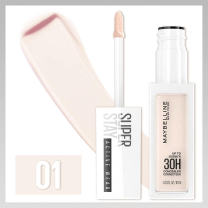 Super Stay Liquid Concealer Makeup, Full Coverage Concealer, up to 30 Hour Wear, Transfer Resistant, Natural Matte Finish, Oil-Free, Available in 16 Shades, 01, 1 Count
